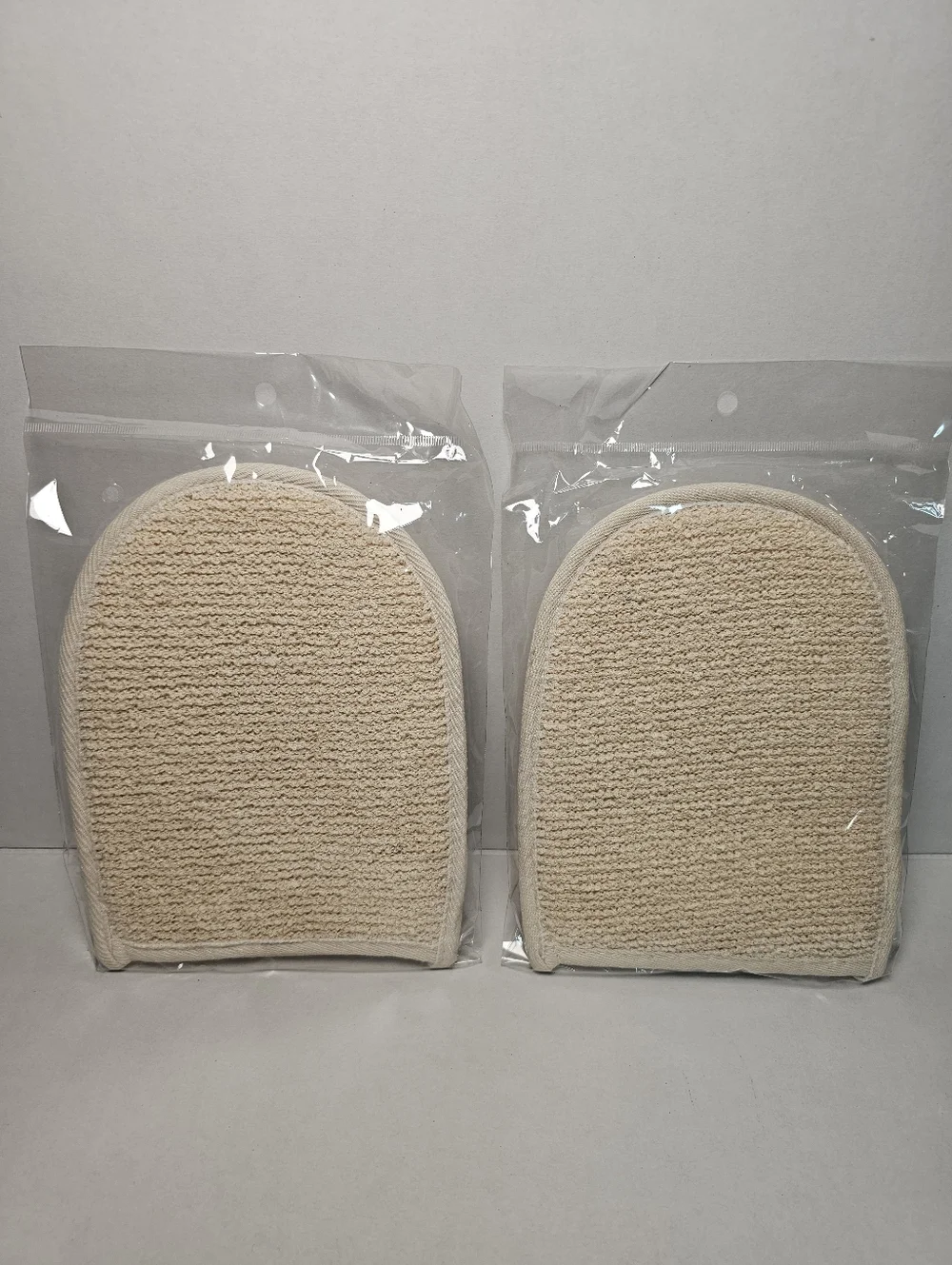 NEW Beige Exfoliating Bath Gloves - Soft Home Accents Set Of Two